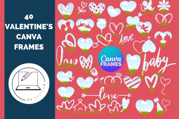 Download 40 Cute Valentine's / Heart Canva Frames - Premium Resources