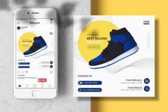 Download Men Shoes Instagram Feed Banner Template - Banner Collection