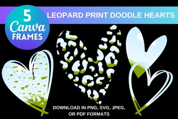 Download LEOPARD PRINT DOODLE HEART CANVA FRAMES - Heart canva frames Collection