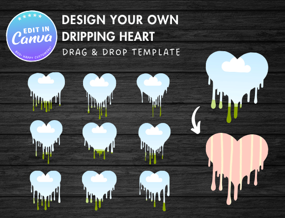 Download Dripping Heart Canva Frames Bundle - Premium Resources